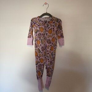 Purple Pumpkin Print Kids Footie Pajama